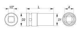 1/2" löökpesa 17 mm x 78 mm 6 punkti pikk hind ja info | Käsitööriistad | kaup24.ee