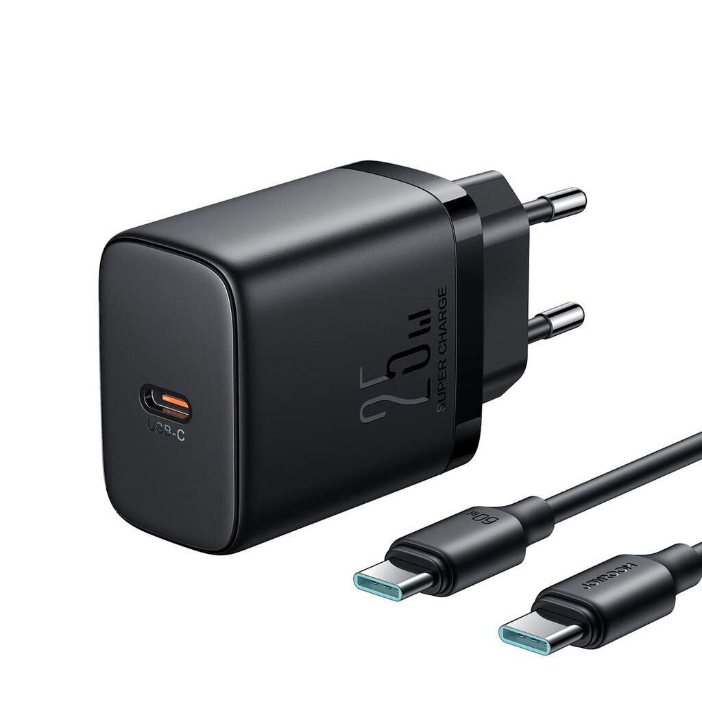 Kiirlaadija Joyroom JR-TCF11 kuni 25W + kaabel USB-C / USB-C 1m - must цена и информация | Mobiiltelefonide laadijad | kaup24.ee