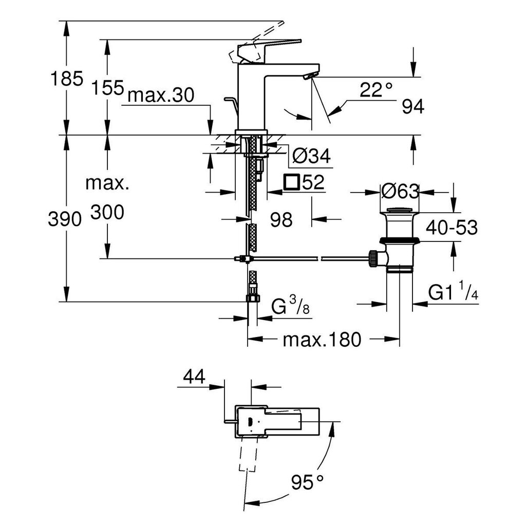 Washbasin Siphon Grohe 23435000 hind ja info | Vannitoa segistid | kaup24.ee