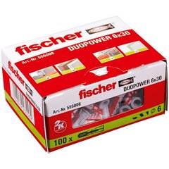 Шипы Fischer Duopower 555006, 100 шт., Ø 6 x 30 мм цена и информация | Механические инструменты | kaup24.ee