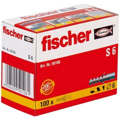 Шипы Fischer S6 50106, 100 шт., 6 x 40 мм цена и информация | Механические инструменты | kaup24.ee