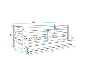 Lastevoodi BMS92BR, 80x190 cm, valge/roosa hind ja info | Lastevoodid | kaup24.ee