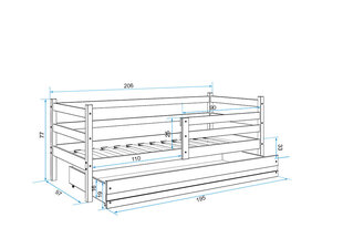 Lastevoodi BMS93BZA, 90x200 cm, valge/roheline hind ja info | Lastevoodid | kaup24.ee