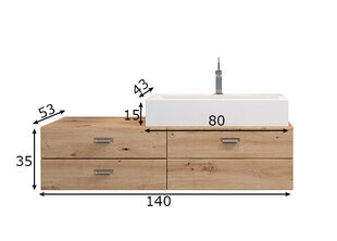 Шкаф под раковину + раковина Trendteam Geo, коричневый цена и информация | Шкафчики для ванной | kaup24.ee