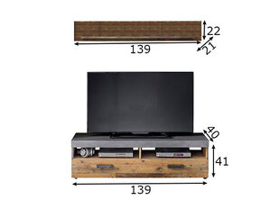 Подставка под ТВ + полка настенная Trendteam Indy, серый цена и информация | Тумбы под телевизор | kaup24.ee