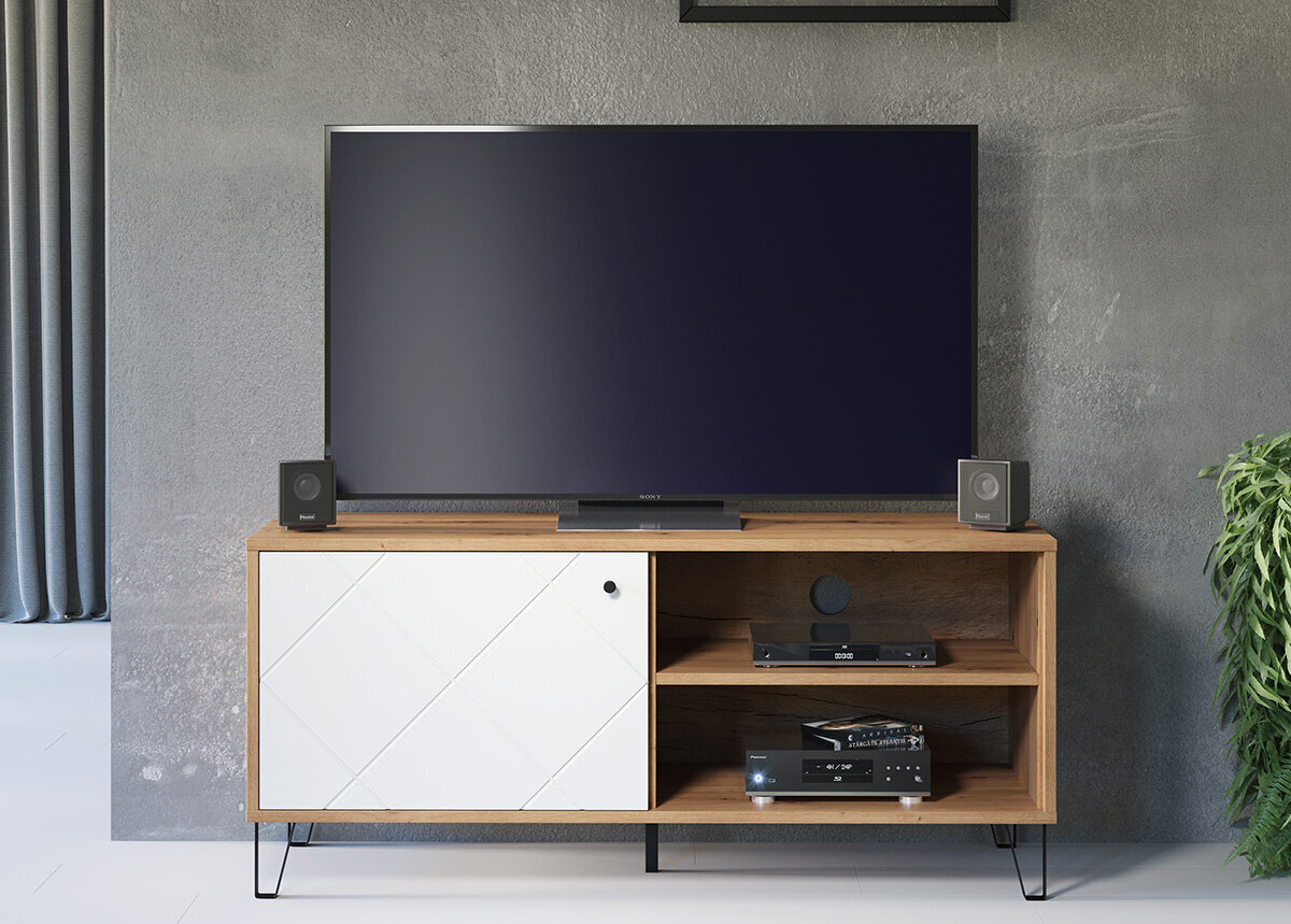 Tv-alus Trendteam Touch, 123 cm, mattvalge / tamm hind ja info | TV alused | kaup24.ee