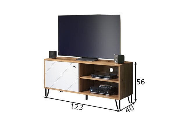 Tv-alus Trendteam Touch, 123 cm, mattvalge / tamm hind ja info | TV alused | kaup24.ee