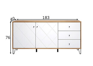 Kummut Trendteam Touch, 183 cm, mattvalge / tamm hind ja info | Kummutid | kaup24.ee