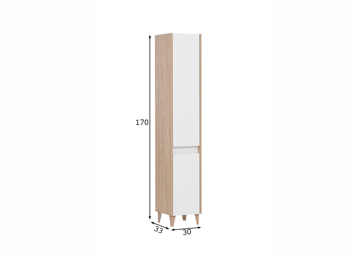 Vannitoakapp Schildmeyer Elba, 30x33xH170 cm, valge / tamm цена и информация | Vannitoakapid | kaup24.ee