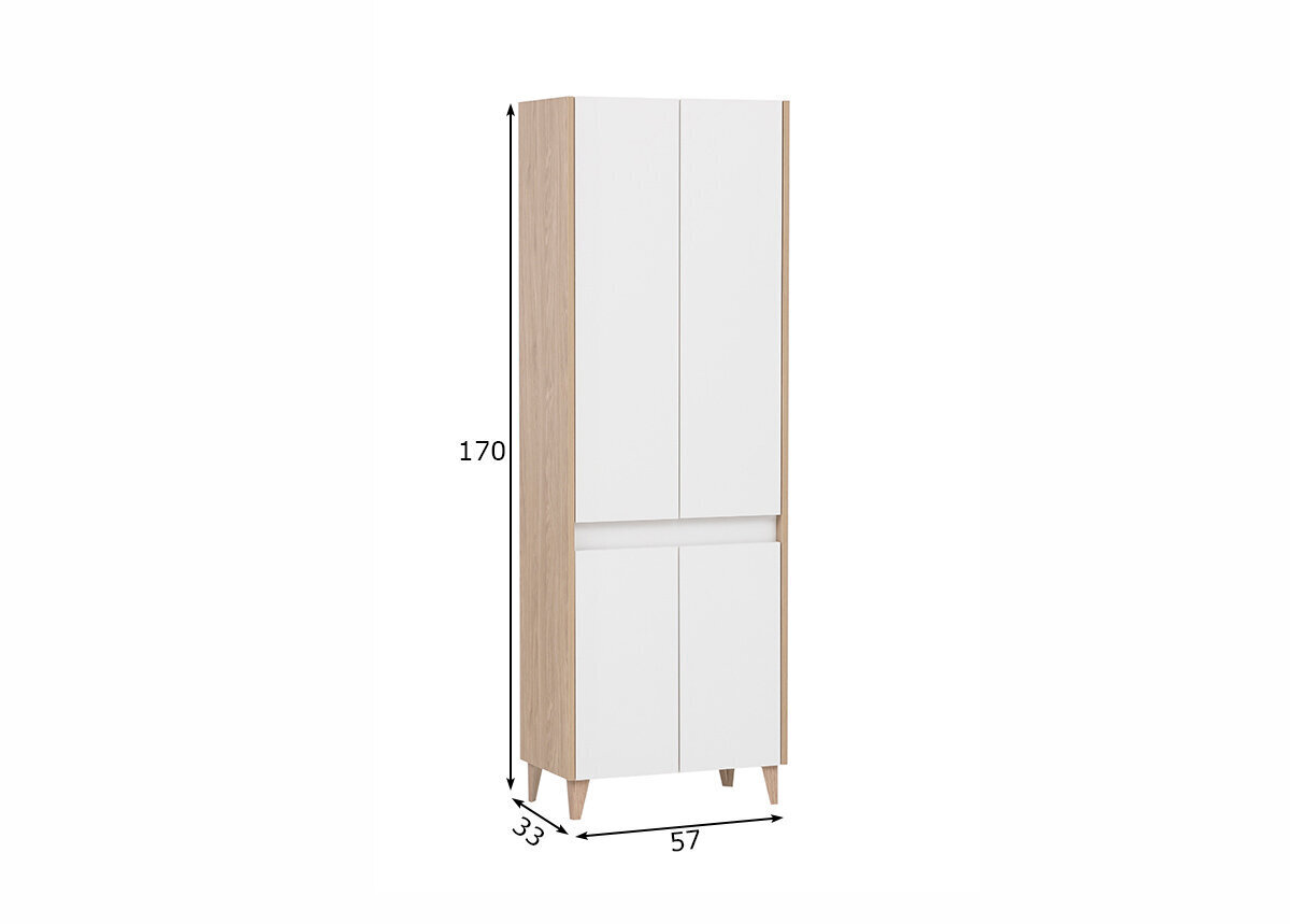 Vannitoakapp Schildmeyer Elba, 57x33xH170 cm, valge / tamm hind ja info | Vannitoakapid | kaup24.ee