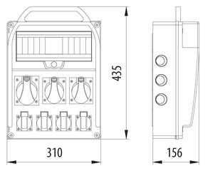 R-BOX 380R 1x16A/5P 1x32A/5P 4x230V 13S jaotusseade - B.18.380-13 hind ja info | Lülitid ja pistikupesad | kaup24.ee