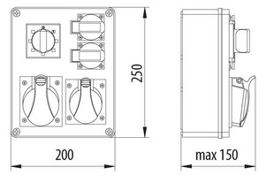 R-BOX 240 2x230V 2x32A/5P jaotusseade - B.1099 hind ja info | Lülitid ja pistikupesad | kaup24.ee