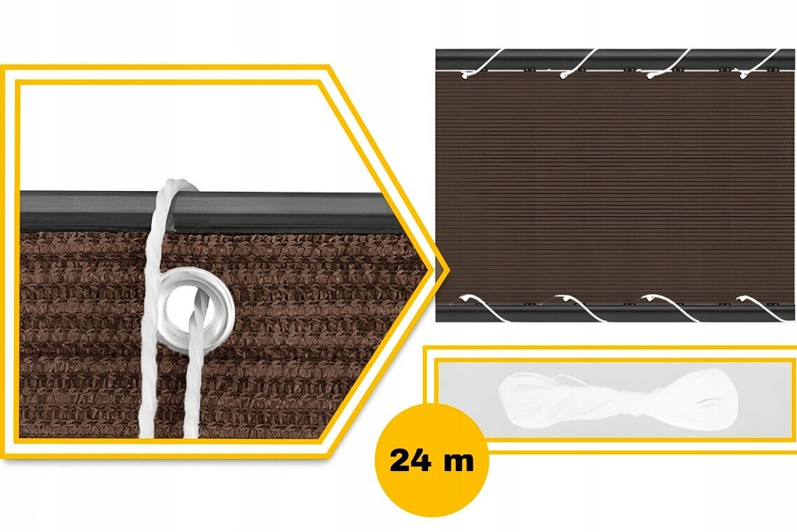 Trossiga rõdukardin GoGarden, 1 x 5 m, pruun цена и информация | Päikesevarjud, markiisid ja alused | kaup24.ee