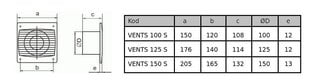 Вентилятор для ванной комнаты SILENTA 150 SL цена и информация | Вентиляторы | kaup24.ee