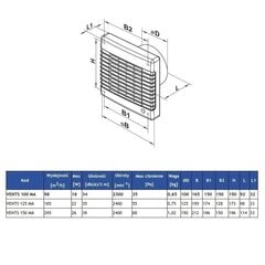 VENTS 100 MA TH vannitoaventilaator hind ja info | Ventilaatorid | kaup24.ee