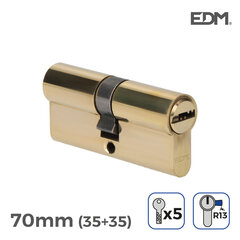 Silinder EDM r13 Euroopa Lühike kaameralukk Kuldne Messing (70 mm) hind ja info | Lukud | kaup24.ee