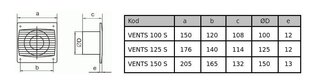 SILENTA 150 S TL vannitoaventilaator hind ja info | Ventilaatorid | kaup24.ee