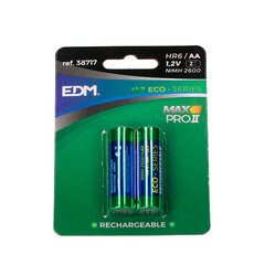 Аккумуляторные батарейки EDM Max Pro II Eco-Series 2600 mAh AA HR6 1,2 V (2 штук) цена и информация | Батарейки | kaup24.ee