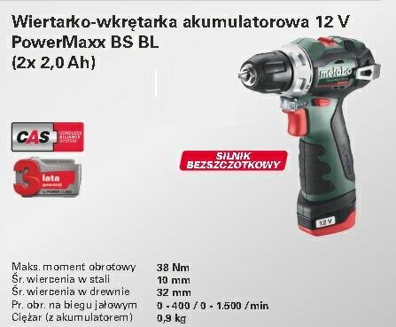 METABO PUURPUUR 12V 38Nm 2x2,0Ah BS BL 12 цена и информация | Akutrellid, kruvikeerajad | kaup24.ee