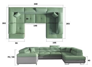 Угловой диван-кровать Letto-Left-Sawana 14 / Soft 17, белый цена и информация | Диваны | kaup24.ee