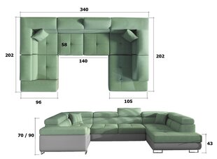 Nurgadiivanvoodi LETTO-Vasak-Kronos 09/ Soft 17 hind ja info | Diivanid ja diivanvoodid | kaup24.ee