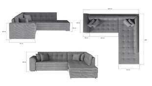 Угловой диван-кровать Pieretta-Parem-Berlin 01 / Soft 11, чёрный цена и информация | Диваны | kaup24.ee