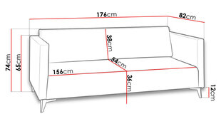 Diivan DENIM 3-Solo 257 (polüester)-chrom połysk (kroom kõrgläikega) hind ja info | Diivanid ja diivanvoodid | kaup24.ee