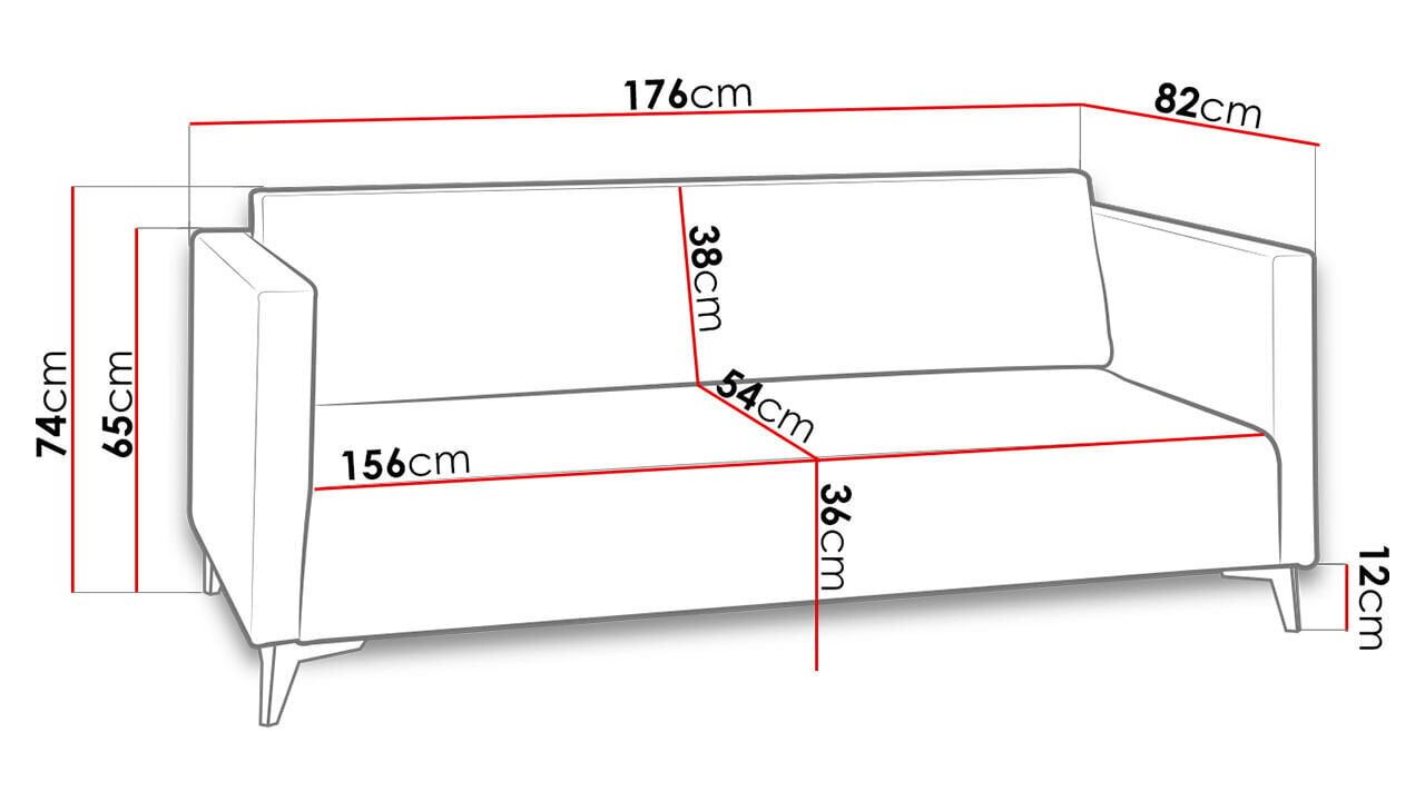 Diivan DENIM 3-Solo 257 (polüester)-chrom połysk (kroom kõrgläikega) hind ja info | Diivanid ja diivanvoodid | kaup24.ee