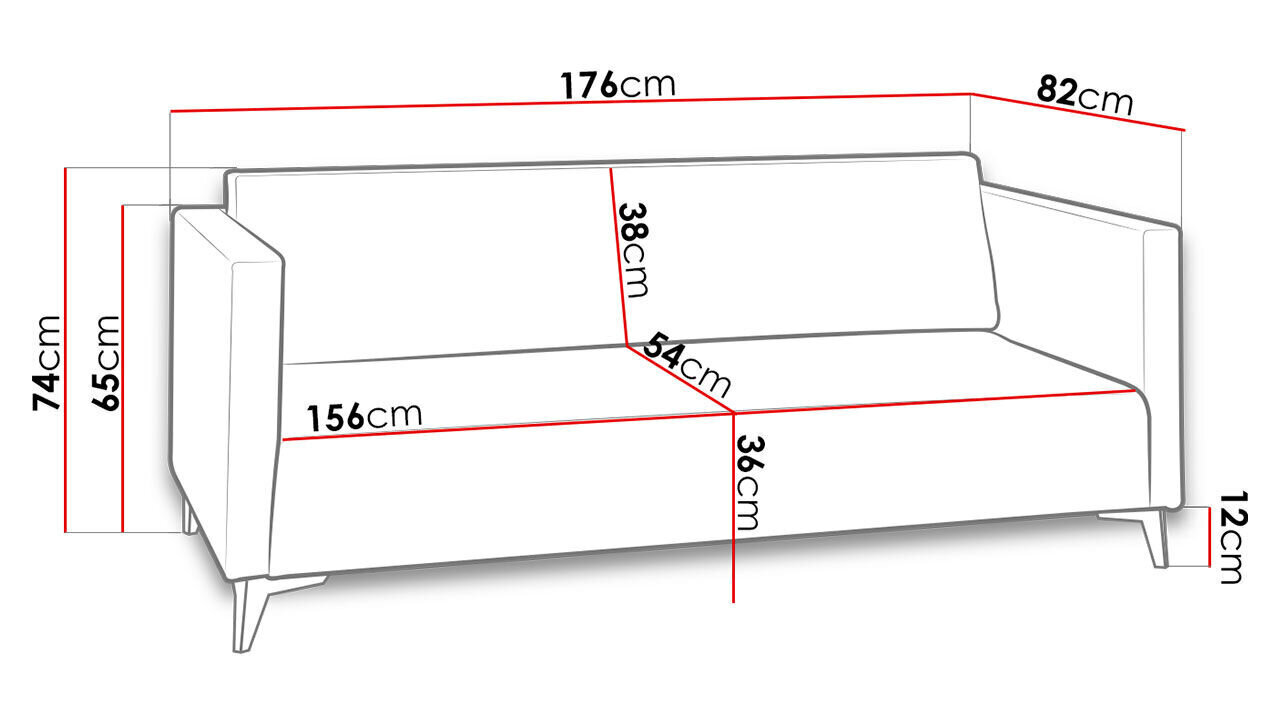 Diivan DENIM 3-Solo 257 (polüester)-czarny połysk (must kõrgläikega) hind ja info | Diivanid ja diivanvoodid | kaup24.ee