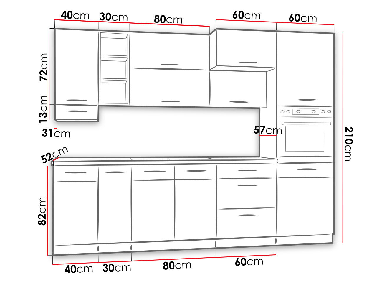 Köögimööbel Mir-WOODLINE III-dąb lancelot / matera hind ja info | Köögimööbli komplektid | kaup24.ee