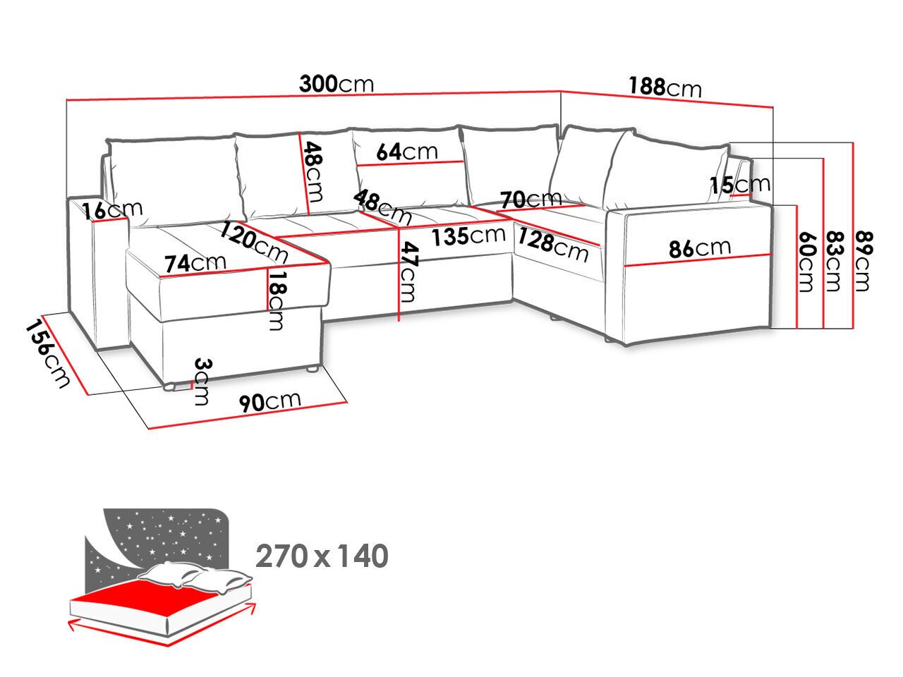 U-kujuline nurgadiivan VERDEK MAXI-Montana 101 + MDL 5-Parem hind ja info | Diivanid ja diivanvoodid | kaup24.ee