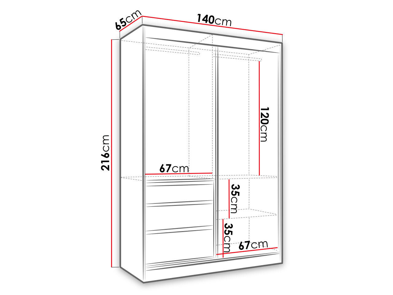 Riidekapp Haiti 140cm цена и информация | Kapid | kaup24.ee