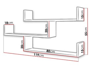 Полка навесная CYGNI 003- biały / biały (белый / белый) цена и информация | Полки | kaup24.ee