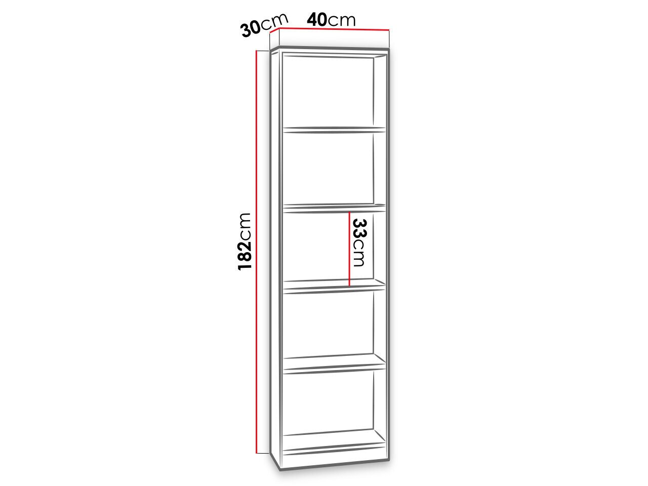 Raamaturiiul 40cm ELEYLIN-biały (valge) hind ja info | Riiulid | kaup24.ee