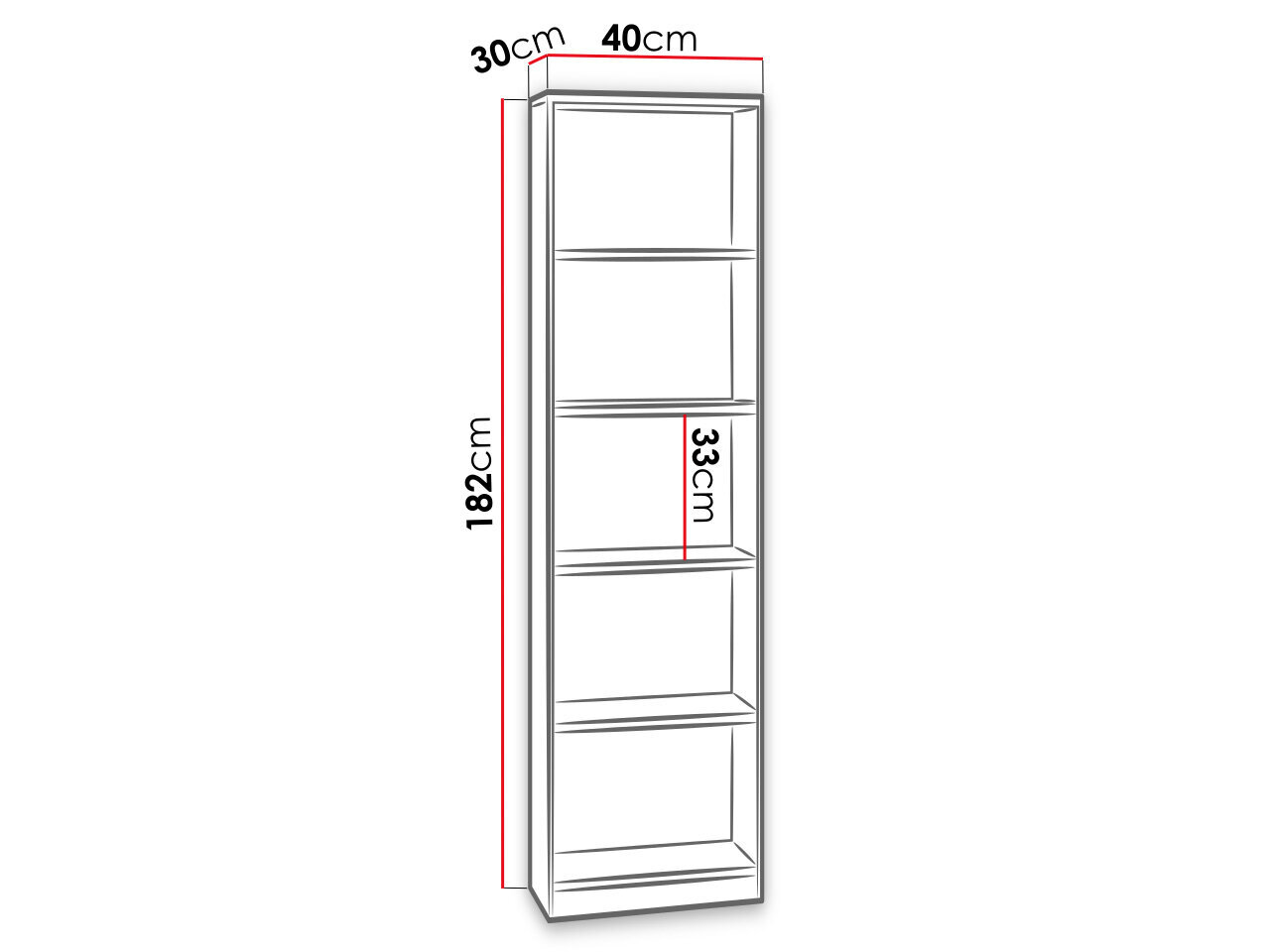 Raamaturiiul 40cm ELEYLIN-czarny (must) hind ja info | Riiulid | kaup24.ee