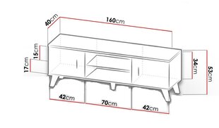 Telekalaud SANNA 160 2D2K-brylantowa biel / dąb sonoma hind ja info | TV alused | kaup24.ee