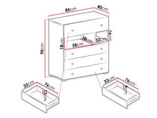 Kummut PARDWA PR11-biały / biały + beton hind ja info | Kummutid | kaup24.ee