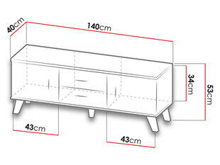 Telekalaud SANNA 140 2D2S-wotan / вотан + черный цена и информация | Тумбы под телевизор | kaup24.ee