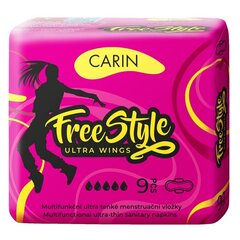 Hügieenisidemed Carin Freestyle Ultra Wings, 9 tk hind ja info | Tampoonid, hügieenisidemed, menstruaalanumad | kaup24.ee