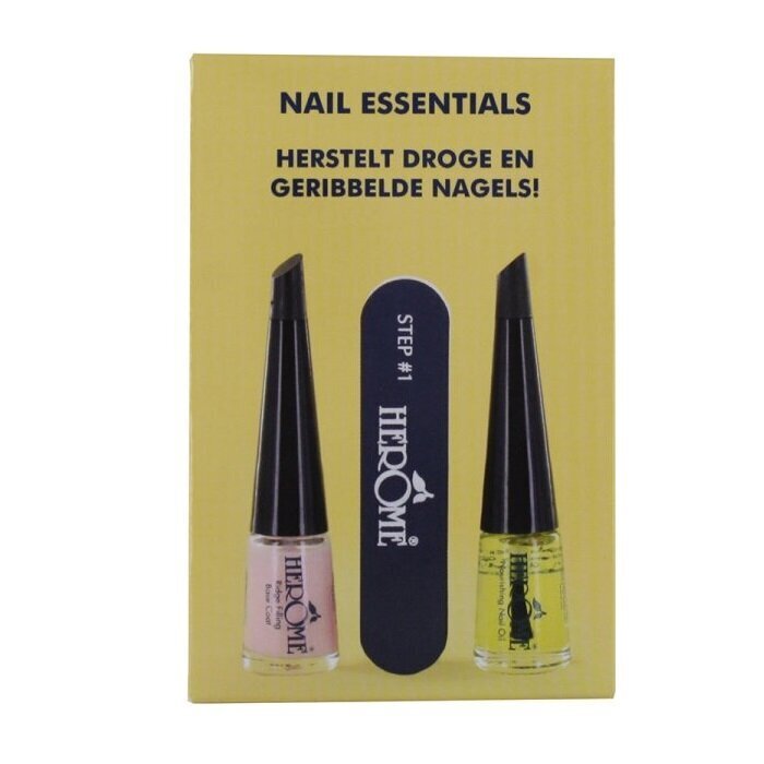 KüüntehoolduskomplektHerome Nail Essentials komplekt: küüneõli 4 ml + lakk + küünealus 4 ml hind ja info | Maniküüri ja pediküüri tarvikud | kaup24.ee