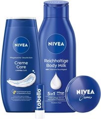 Косметический набор Nivea с увлажняющими средствами ухода 4:1: 30мл+250мл+400мл+5,5г цена и информация | Масла, гели для душа | kaup24.ee