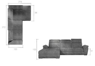 Nurgadiivanvoodi TREVISCO-Vasak-Monolith 63 hind ja info | Nurgadiivanid ja nurgadiivanvoodid | kaup24.ee