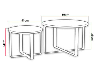 Журнальный столик JAZON (2 шт) -czarny / dąb lity цена и информация | Журнальные столики | kaup24.ee