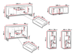 Комплект мебели для гостиной OLIER V-biały / biały + dąb artisan цена и информация | Шкафчики в гостиную | kaup24.ee