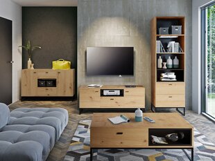 Комплект мебели для гостиной OLIER II-dąb artisan / dąb artisan + czarny цена и информация | Шкафчики в гостиную | kaup24.ee