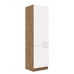 Шкаф кухонный Woodline 60 LO-210 2F-dąb lancelot / biały połysk цена и информация | Кухонные шкафчики | kaup24.ee