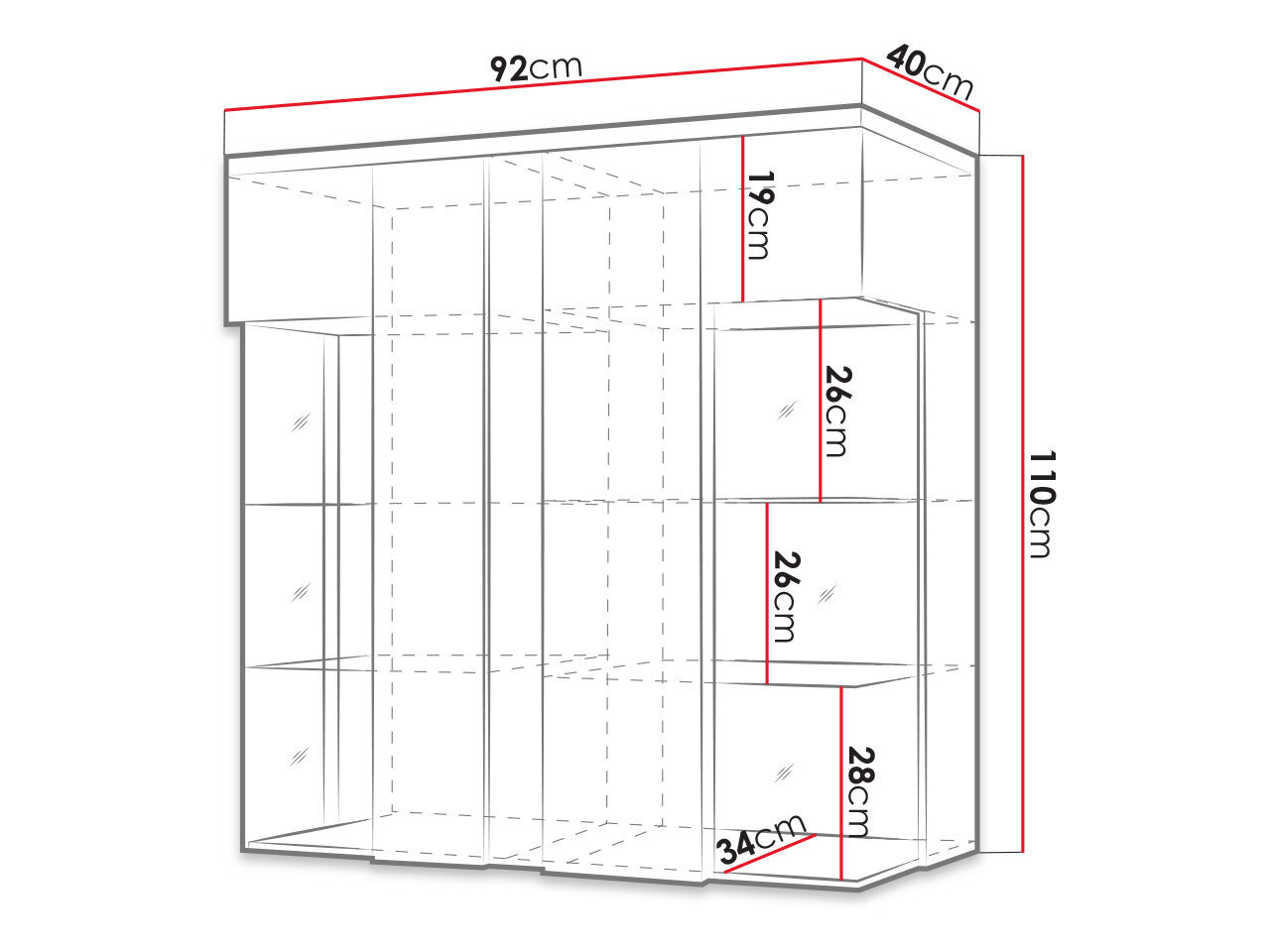 Vitriinkapp ANROK 90/110 AR05-biały / biały połysk hind ja info | Vitriinkapid | kaup24.ee