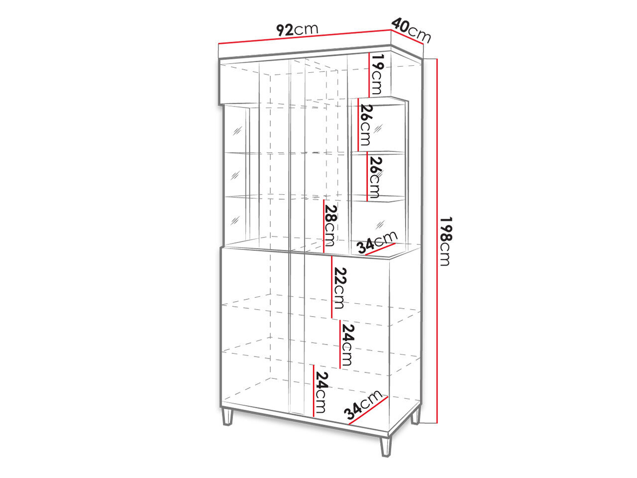 Vitriinkapp ANROK 90/200 AR12-biały / biały połysk + okleina naturalna цена и информация | Vitriinkapid | kaup24.ee