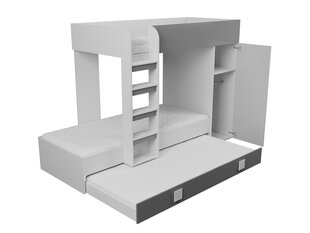 Кровать двухъярусная TOMSON 2-biały / biały połysk + czarny цена и информация | Детские кровати | kaup24.ee