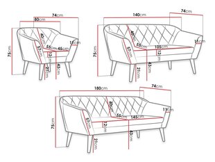 Pehme mööbli komplekt JIMENA 3+2+1-Manila 35 hind ja info | Pehme mööbli komplektid | kaup24.ee